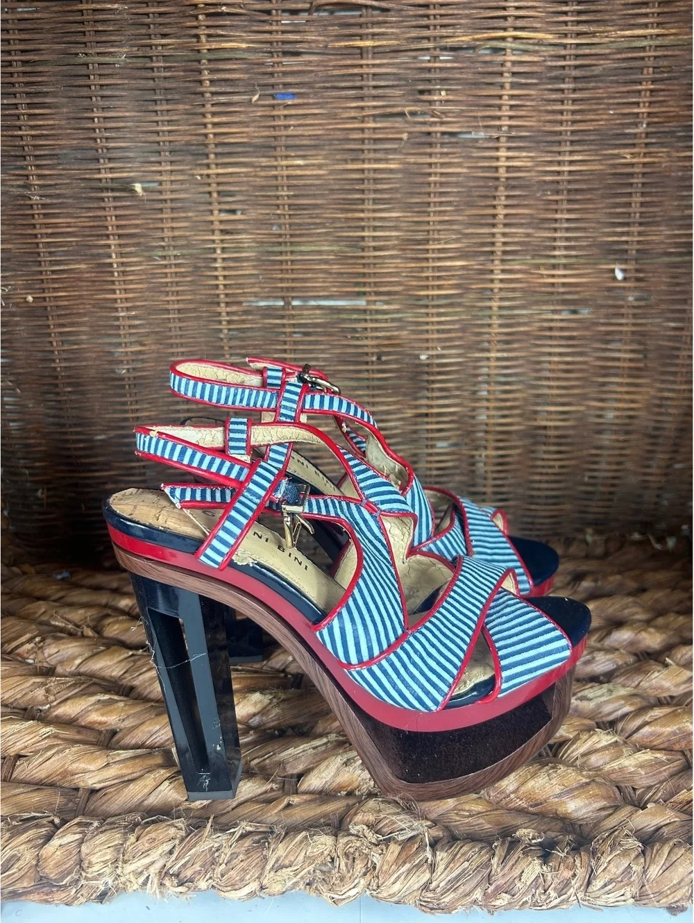 Giani Striped platform high heel sandals